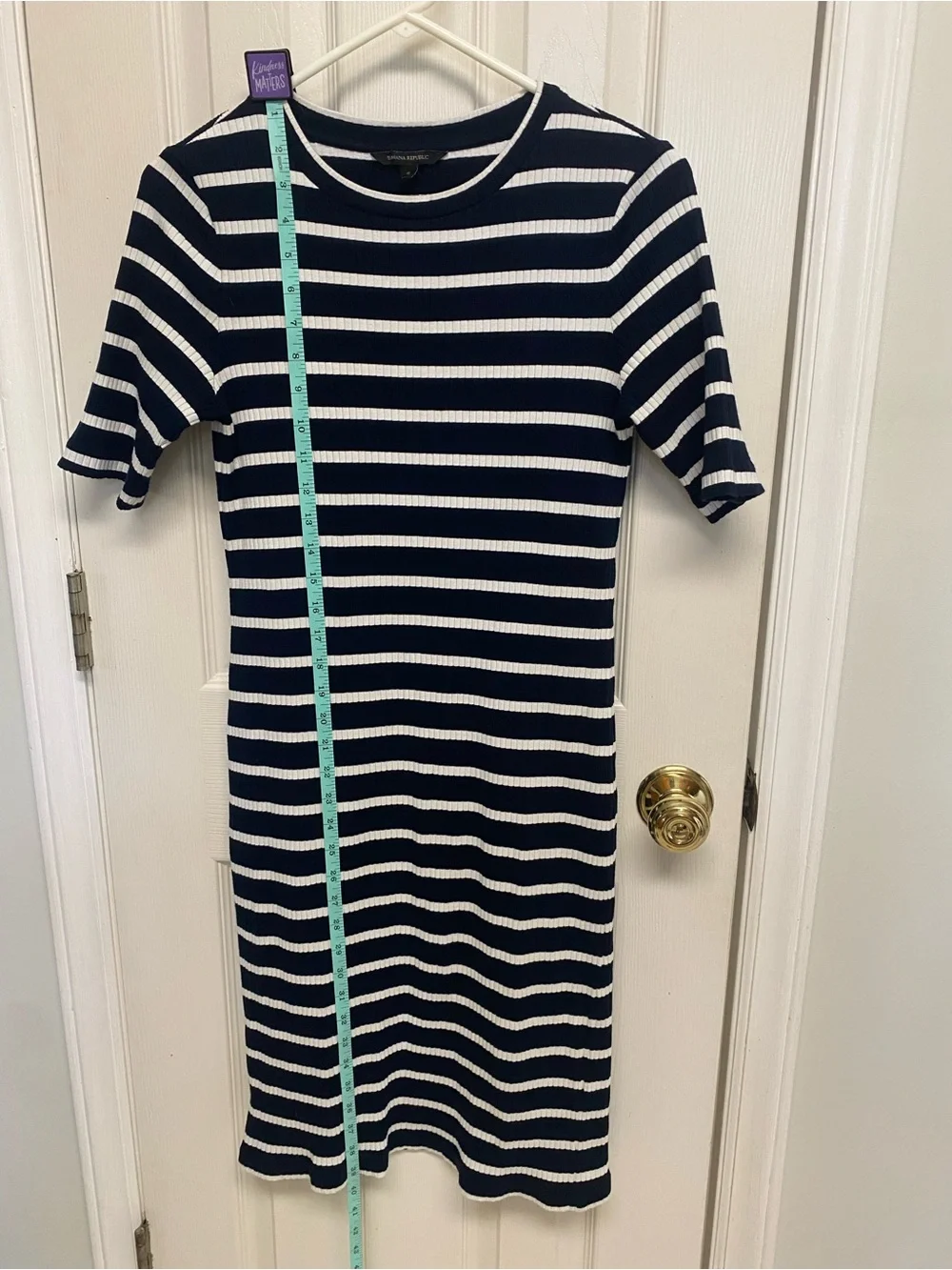 Banana Republic Navy and White Striped Midi Dress - Picture 3 of 3